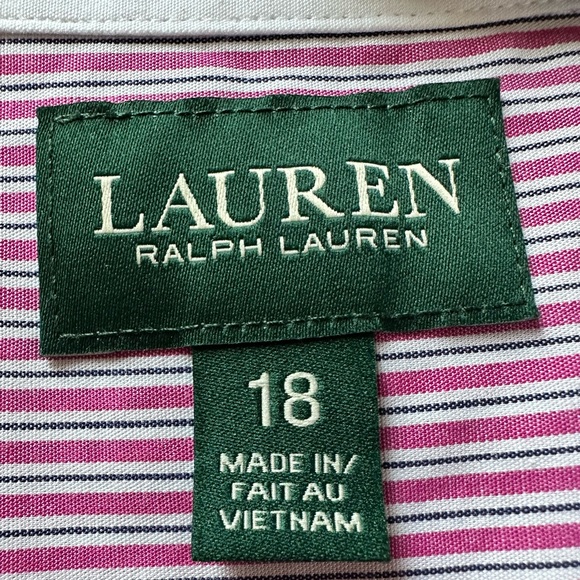 Lauren Ralph Lauren button up shirt 18 red stripes with collar - Picture 4 of 5